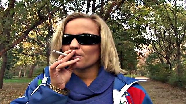 Public babe with big ass fucked from behind and blowjob in POV