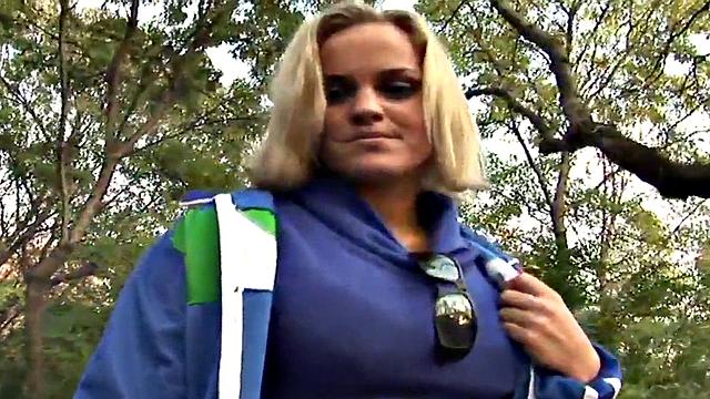 Public babe with big ass fucked from behind and blowjob in POV