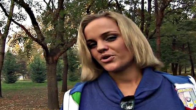 Public babe with big ass fucked from behind and blowjob in POV