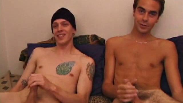 Shane and Vincenzo kick back on the bed, with the goal to end up covering each other's faces. They start watching a porn video and rub their boners. The clothes become too restraining and soon those come off.