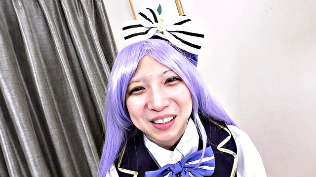 Reika Asakura in costume spreading her pussy for us