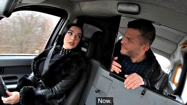 Busty taxi driver spreads pussy for lucky customer