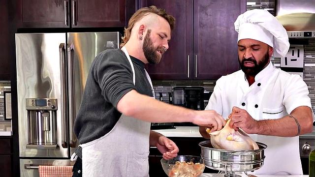 Fisting chef fosts hairy bottom in kitchen after analsex