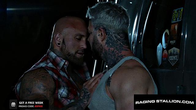 Beefy Trucker Drills Tatted Muscle Outdoors