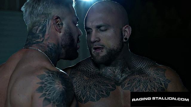 Beefy Trucker Drills Tatted Muscle Outdoors