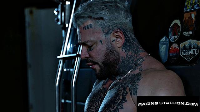 Beefy Trucker Drills Tatted Muscle Outdoors