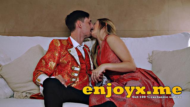 Busty platinum-blonde with enormous bra-stuffers and clean-shaved pussy, deep throats chisel in full HD - trampy sluts!