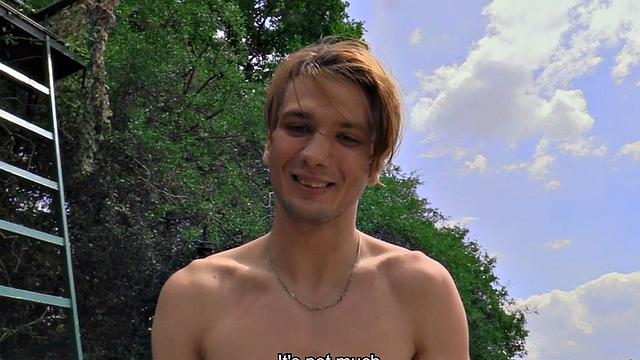 Euro Twink doggystyled outdoors by lover POV
