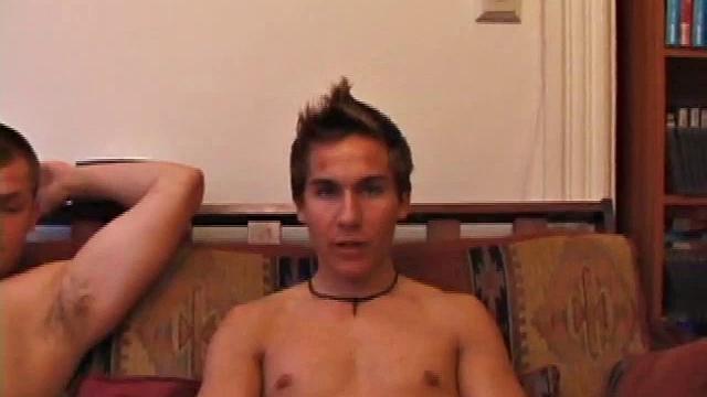 In this scene, Brock LaBelli hooks up with Jason Foxx. Their clothes quickly strip off, as the boys watch a porn video. Once Brock gets an eye full of Jason's dick, he can't wait to get his mouth around it.