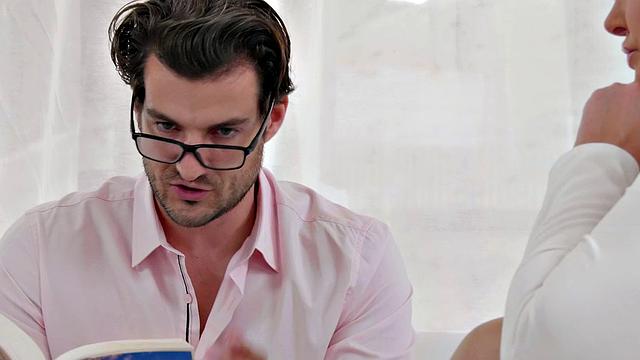 Sexy blonde in high heels gets her pussy licked and fucked doggy-style in Romance Languages