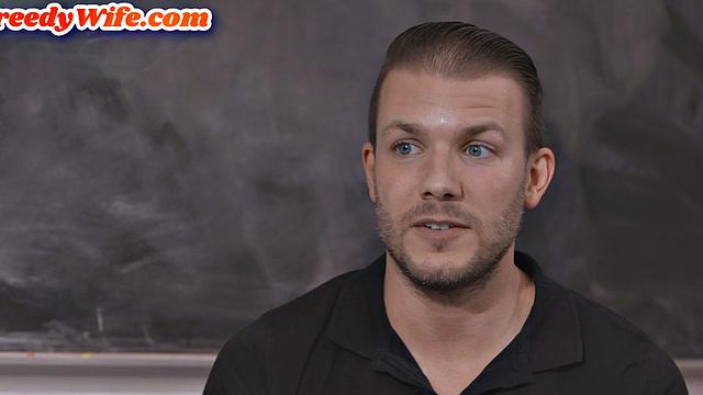 Greedy redhead teacher fucked by student after a deepthroat