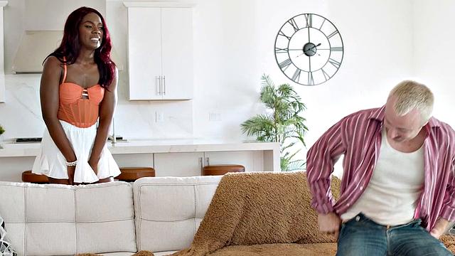 ADULT TIME - Hottie Ana Foxxx Catches Roommate JERKING In Living Room And Starts Riding His Cock