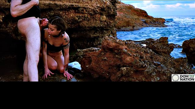 Seaspray sucking training for fit sub babe in seaside bliss, with Silvia Soprano