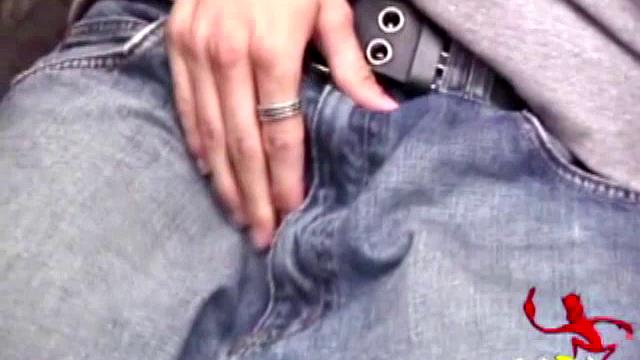 As a porn flick plays, young amateur Aaron Michaels strokes hard, pulls his cock out of his jeans, lets loose, and spills his nut on the bed.