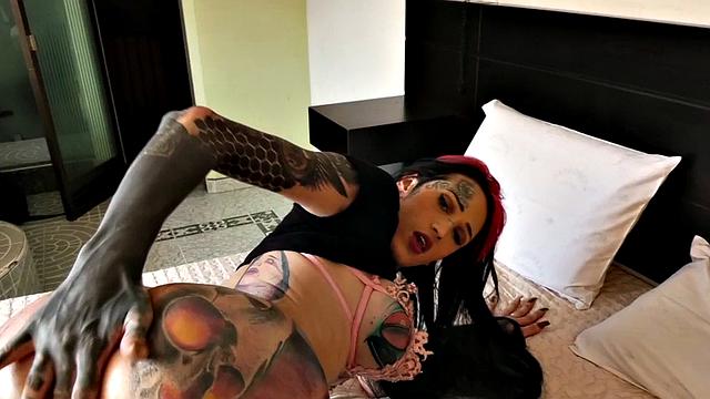 Trans beauty drilled in tight ass by big dick