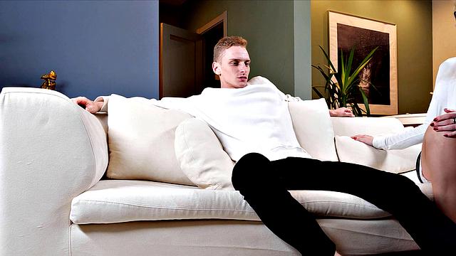 TUTOR4K. Experienced teacher in stockings drilled hard by new student