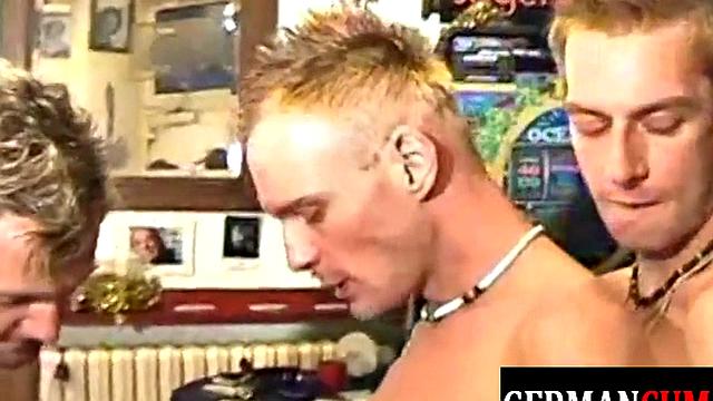 Athletic Germans blowing dick in anal threesome