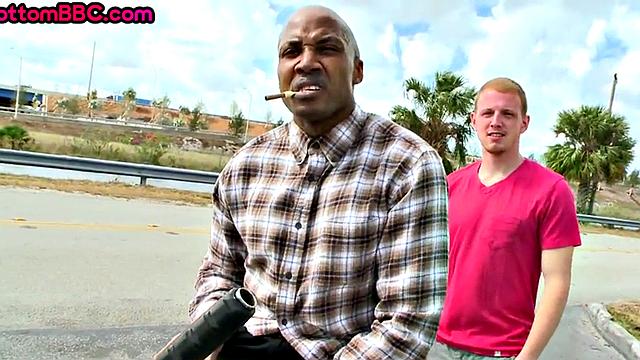 Black amateur assfucked outdoors by white top