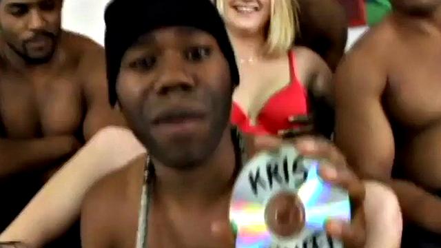 Interracial gangbang slut sucks and fucks