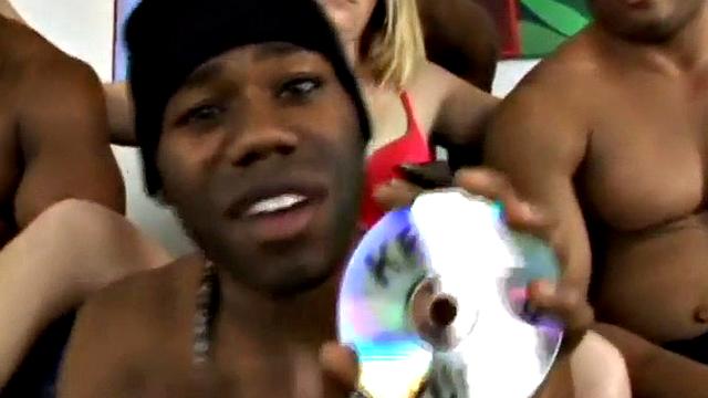 Interracial gangbang slut sucks and fucks