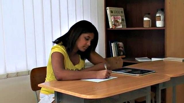 Student gets to work sucking on oldie