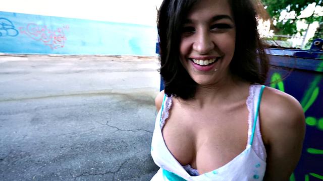 A busty Latina get paid to fuck outdoors in doggystyle