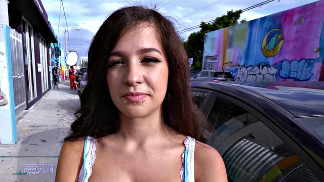 A busty Latina get paid to fuck outdoors in doggystyle