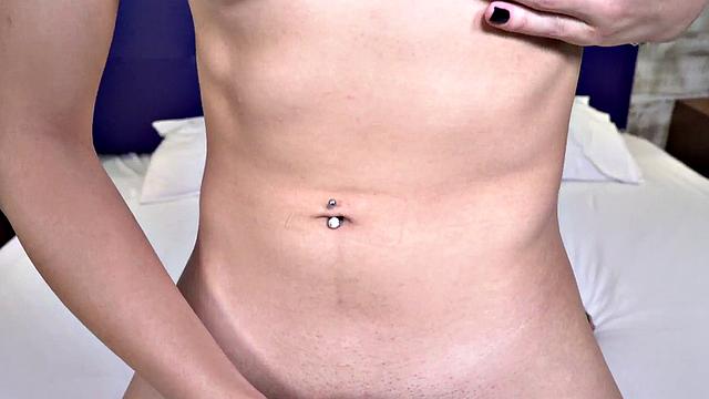 Brunette bombshell with a big ass teasing body before tugging on a hard cock in high heels and lingerie