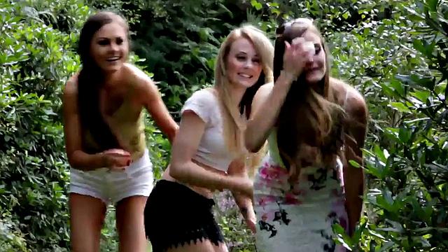 CFNM dominas sucking submissives outdoors in erotic group