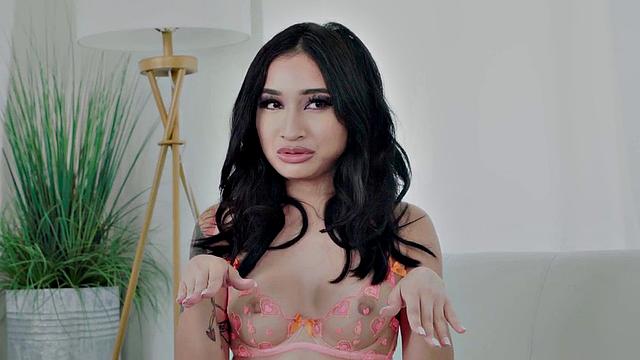 Tattooed babe deepthroating and stroking cock in POV