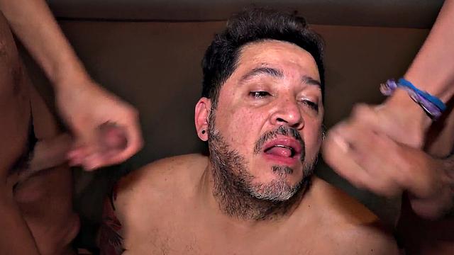 Real mature cocksucked by twinks