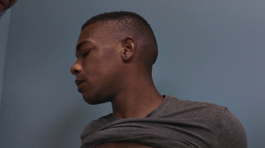 Black stud receives bj before bareback in doctors office