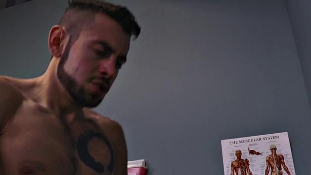 Black stud receives bj before bareback in doctors office