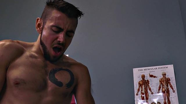 Black stud receives bj before bareback in doctors office