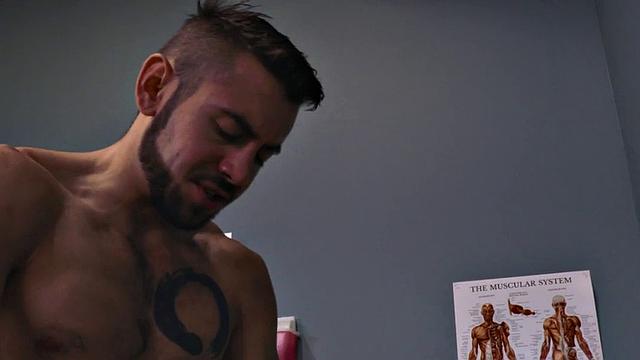 Black stud receives bj before bareback in doctors office