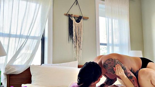 Amateur licks and fingers GFs hairypussy at home