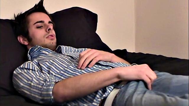 This homemade amateur video features young Harrison stripping naked and getting off. He makes good use of a fleshlight, as he works his stiff dick toward climax.