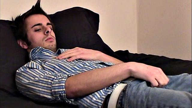 This homemade amateur video features young Harrison stripping naked and getting off. He makes good use of a fleshlight, as he works his stiff dick toward climax.