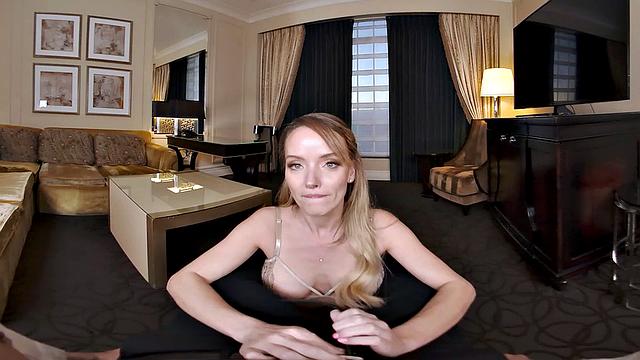Petite MILF, Pristine Edge, takes on client's big cock