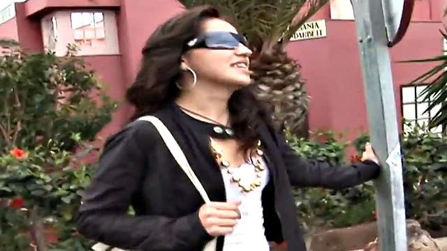 Public babe smashed by big white dick outdoors in pussy