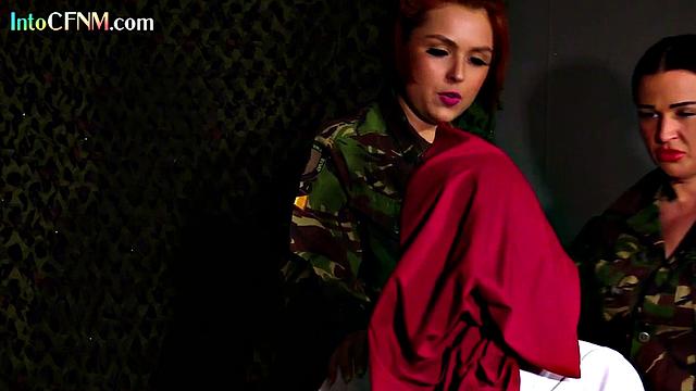 CFNM military MILFS suck cock in FFM threeway