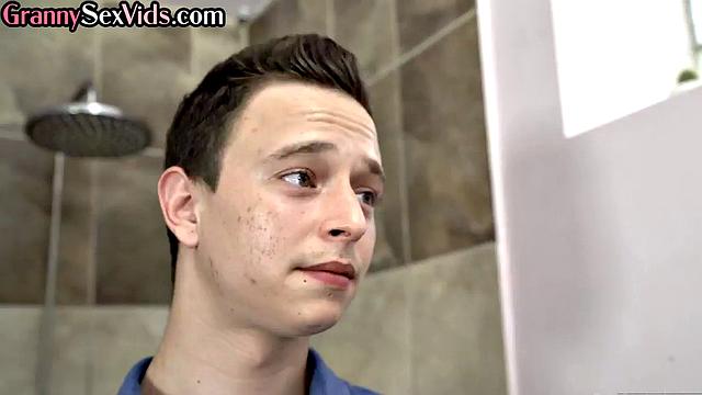 Big-titted granny banged by young man