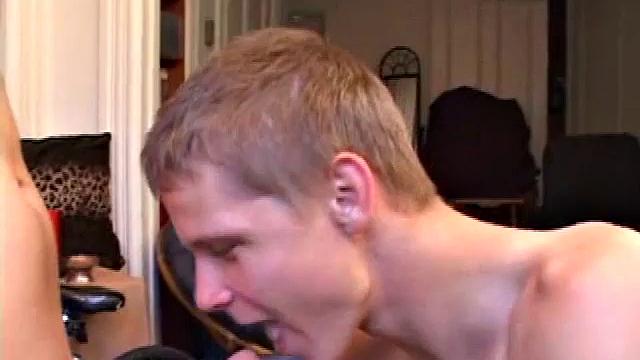 Lucas joins Gunner watching a porn video. After they stroke their boners, Gunner and Lucas exchange blowjobs. Then Gunner turns Lucas over and fucks his tight ass until Lucas blows a load onto his stomach.