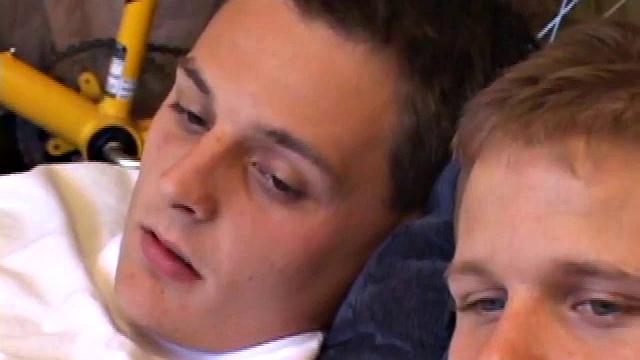 Lucas joins Gunner watching a porn video. After they stroke their boners, Gunner and Lucas exchange blowjobs. Then Gunner turns Lucas over and fucks his tight ass until Lucas blows a load onto his stomach.