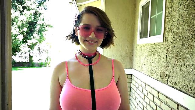 Boobylicious gagging babe in pantyhose n heels throat fucked