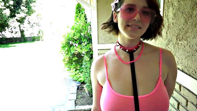 Boobylicious gagging babe in pantyhose n heels throat fucked