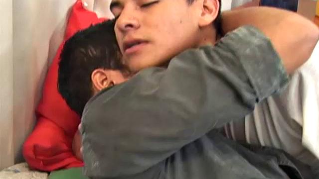 We join young Latinos Alfredo and Xavier already on the bed, in a passionate embrace. As the clothes strip off the bulges grow and it's clear both twinks are packing big dicks.