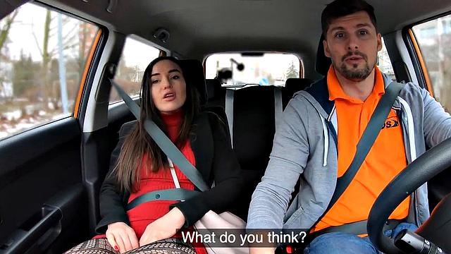 Nympho student smashed in car by her instructor