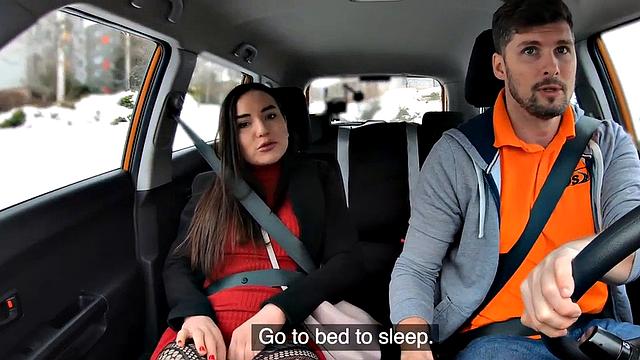 Nympho student smashed in car by her instructor