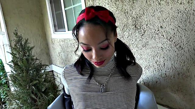 Matched cutie gets throatfucked